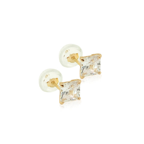 Princess Cut Zirconia Earrings 7mm