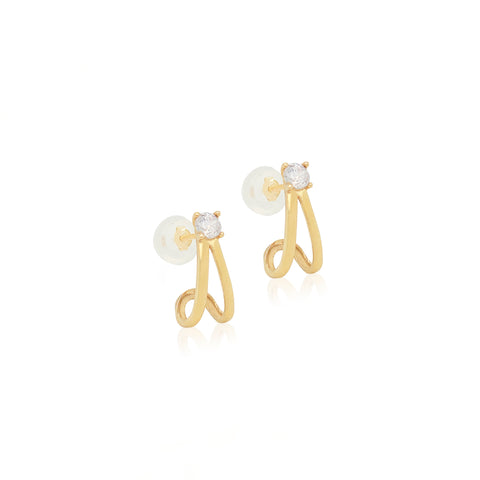14k Fancy Wrap CZ Earrings
