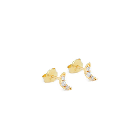 14k Tiny Moon Earrings
