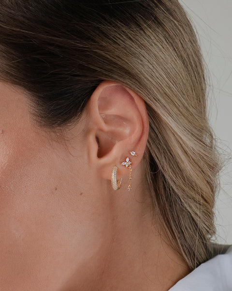 14K Gold Pave Huggies