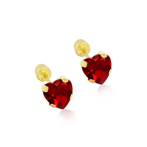 14k Red Love Heart Earrings