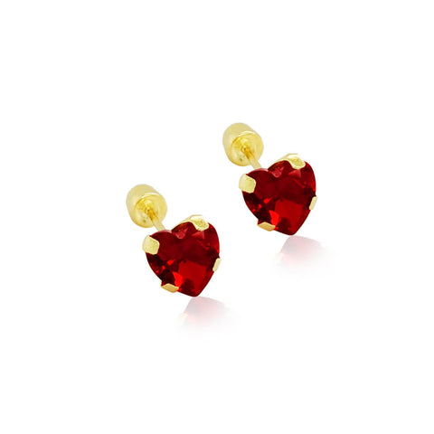 14k Red Love Heart Earrings